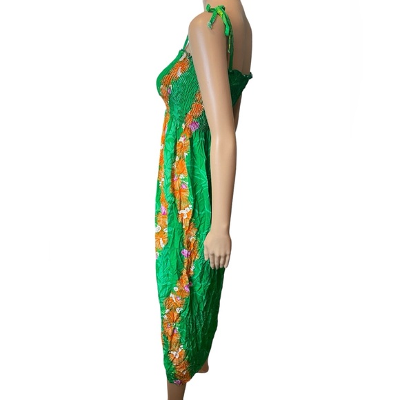 Hilo Hattie Y2K Green Orange Pink Tropical Hawaiian Coastal Floral Maxi Dress - Picture 4 of 7